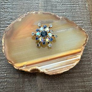 Blue Crystal Brooch signed: STAR Made Austria